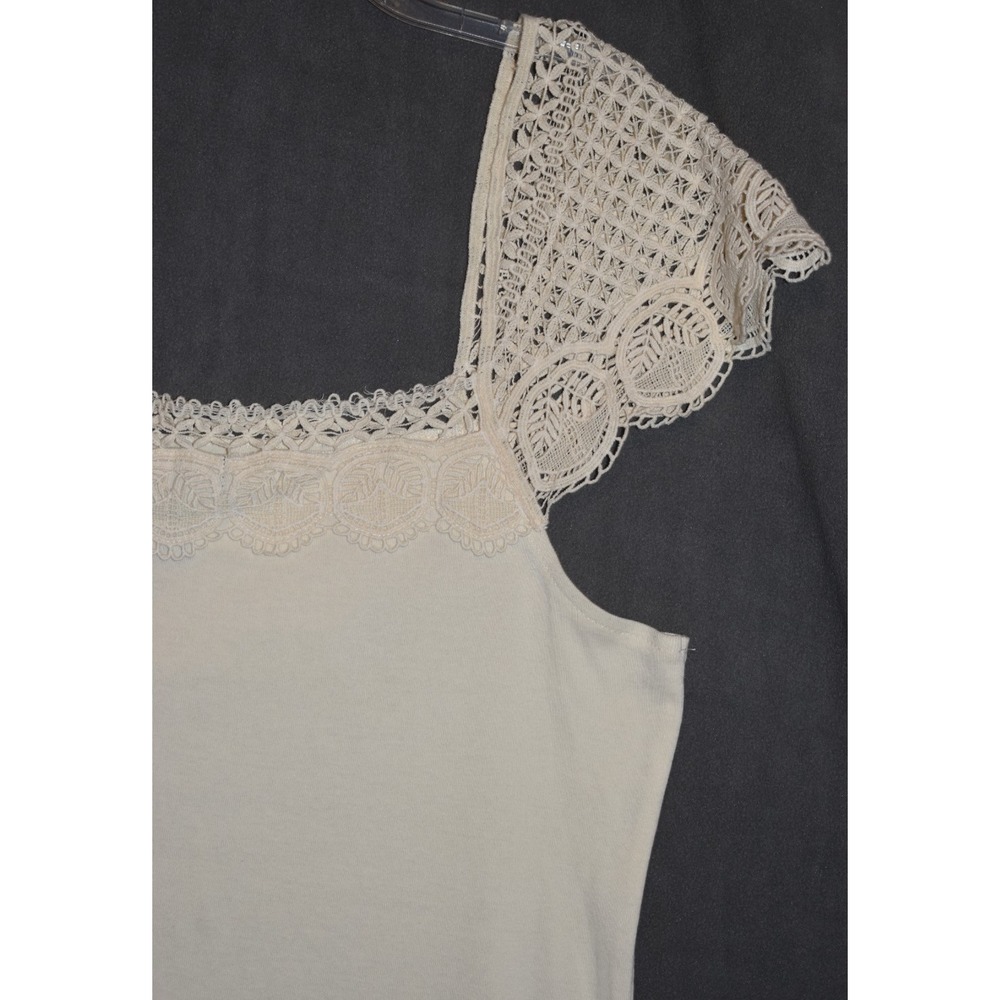 Ralph Lauren LRL Women Large Top Cream Cap Sleeve‎ Lace Romantic Elegant - Picture 6 of 10